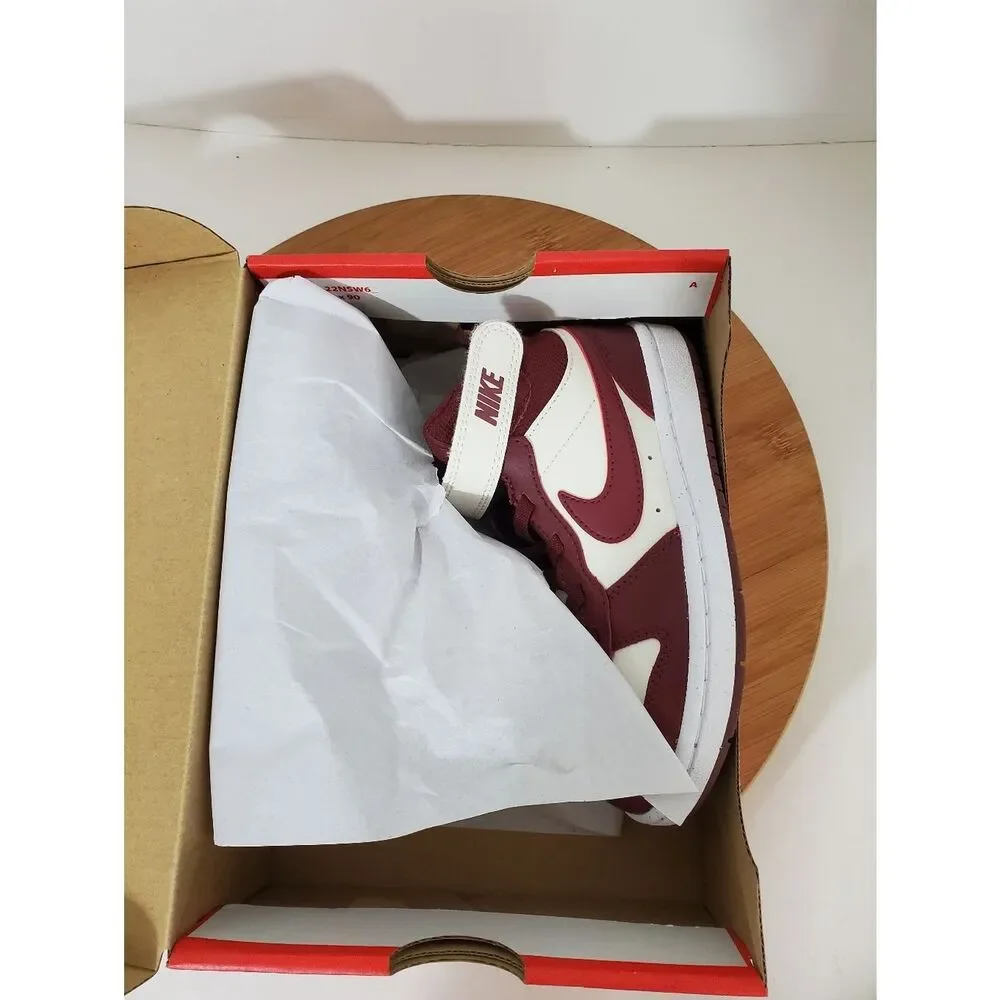 Nike Court Borough Mid 2 PSV Kids Sneakers Size 11 White Dark Red NIB